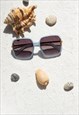 BLUE ROUNDED SQUARE SCREW DETAIL SUNGLASSES