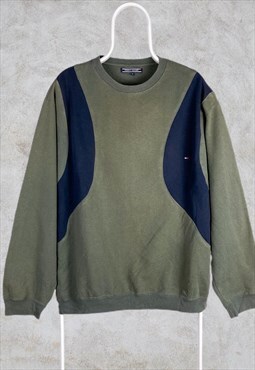 Vintage Reworked Tommy Hilfiger Sweatshirt Green Blue XL