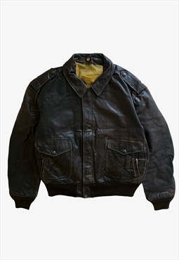 Vintage Men's Schott Dark Brown Leather Pilot Jacket