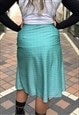 70S PLEATED TEAL AND PRINT LINED PREPPY SKIRT