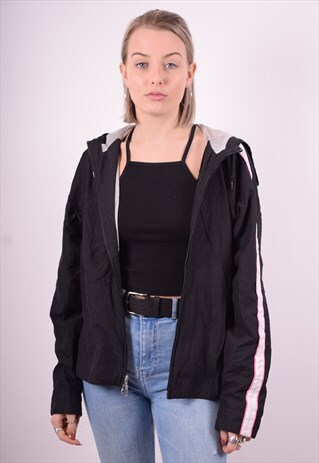 NIKE WOMENS VINTAGE HOODIE JACKET XL BLACK 90'S