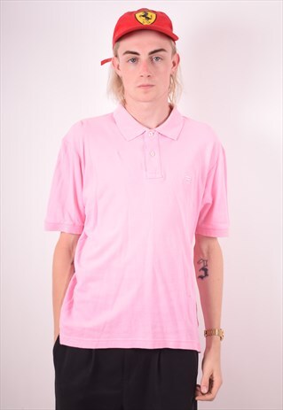 FILA MENS VINTAGE POLO SHIRT MEDIUM PINK 90S