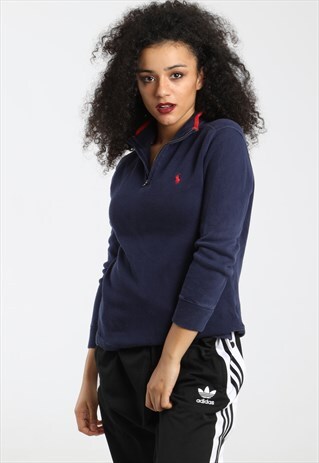 90S POLO RALPH LAUREN EMBROIDERED LOGO 1/4 ZIP SWEATSHIRT