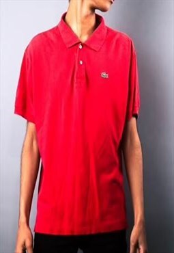 vintage red lacoste polo shirt in Large
