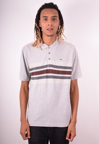 LACOSTE MENS VINTAGE POLO SHIRT LARGE GREY 90S