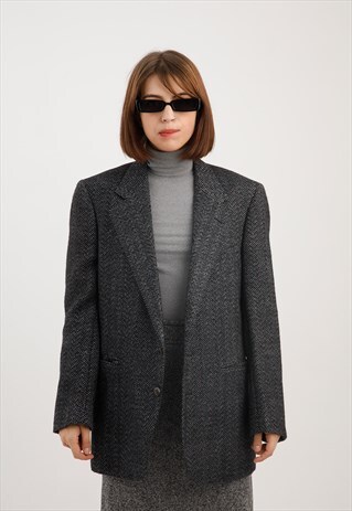VINTAGE DARK GREY OVERSIZED BLAZER
