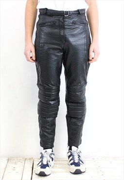 Genuine Leather EU 50 Motorcycle Pants Black Trousers Biker