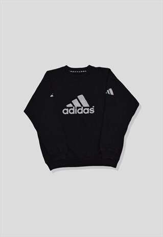 VINTAGE 90S ADIDAS SPELLOUT LOGO SWEATSHIRT IN BLACK