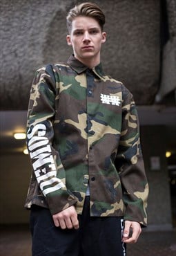 Camouflage logo relaxed fit Cargo shirt jacket Y2k