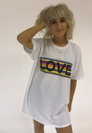 THE LOVE OVERSIZED RAINBOW SPRING SUMMER FESTIVAL T-SHIRT