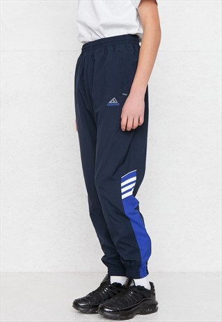 VINTAGE RETRO NAVY ADIDAS TRACK BOTTOMS JOGGERS