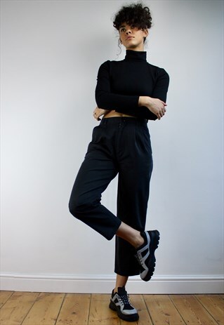 VINTAGE 80S CROPPED HIGH WAISTED TROUSERS