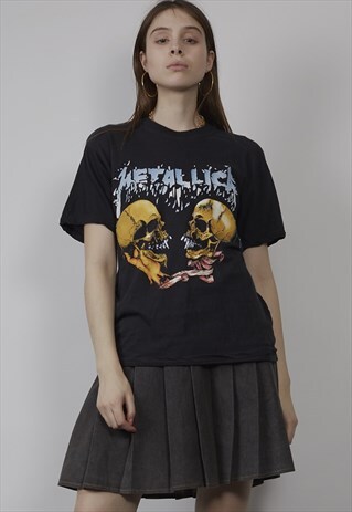 VINTAGE 90'S METALLICA PRINT SKULL BAND T-SHIRT