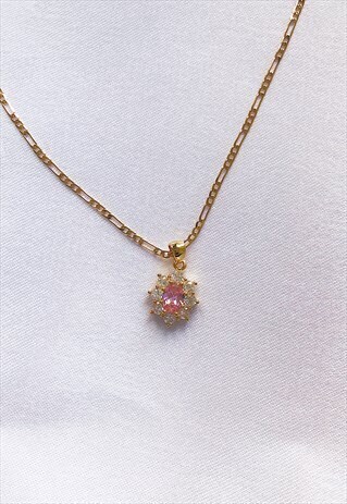 PINK ZIRCON STONE NECKLACE