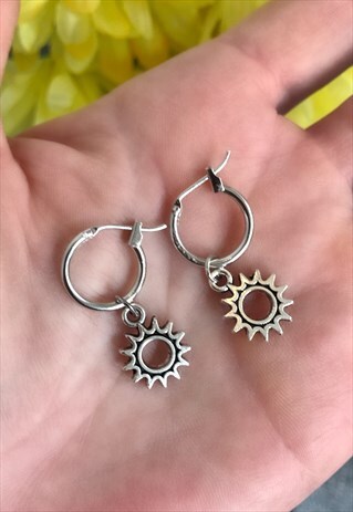 SUN CHARM HOOP DANGLE EARRINGS