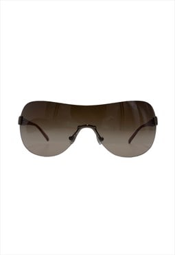 Vintage 2000s / Y2K Brown Visor Sunglasses