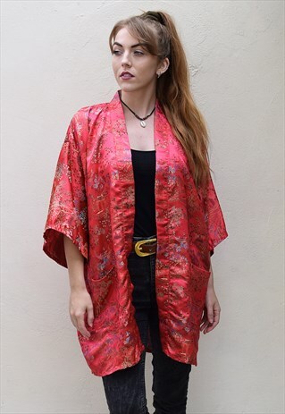 VINTAGE RED PATTERN BOHO KIMONO