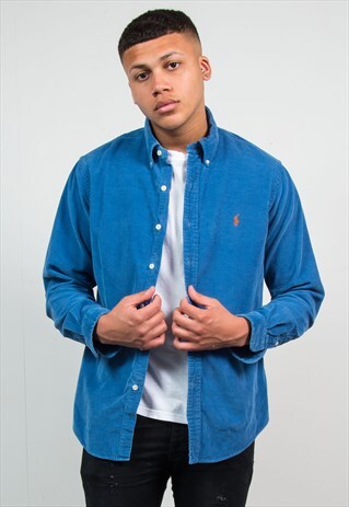 RALPH LAUREN SHIRT BLUE CORD CORDUROY