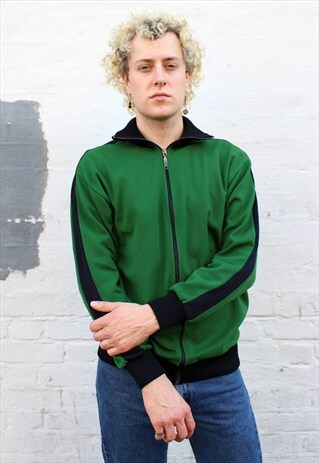 VINTAGE 70S GREEN SPORTS TRACK TOP