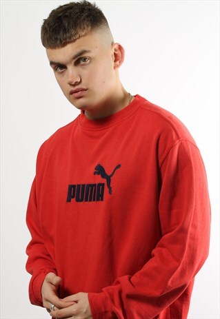 VINTAGE PUMA RED SPELL OUT SWEATER