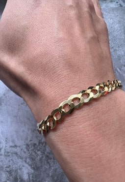 Sterling silver with gold plating flat curb chain bracelet 