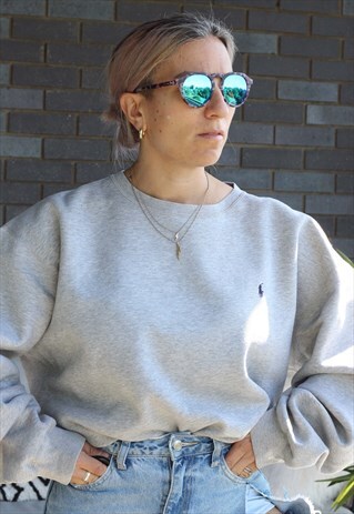 VINTAGE Y2K GREY RALPH LAUREN OVERSIZED SWEATSHIRT