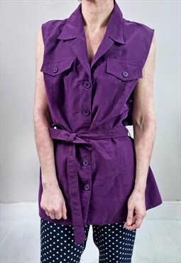 Vintage 90's Purple Sleeveless Shirt Belt Vest Top