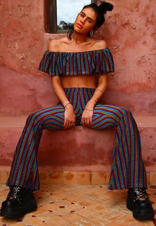 MAGNETISM GLITTER STRIPE FESTIVAL FLARES IN CANDY