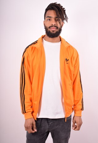 ADIDAS MENS VINTAGE TRACKSUIT TOP JACKET MEDIUM ORANGE 90S