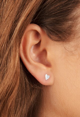 TINY HEART STUD EARRINGS STERLING SILVER