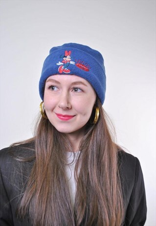 BLUE VINTAGE WOMEN MINNIE MOUSE FLEECE WINTER HAT