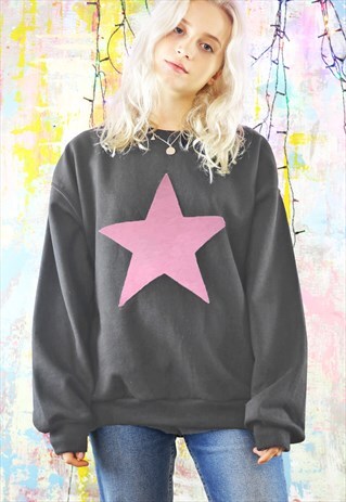 SWEATSHIRT IN CHARCOAL GREY WITH BIG GREY STAR