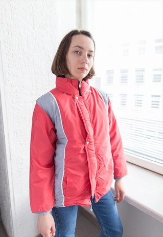 VINTAGE 70'S RED/GREY BOTH SIDES WORN PUFF JACKET