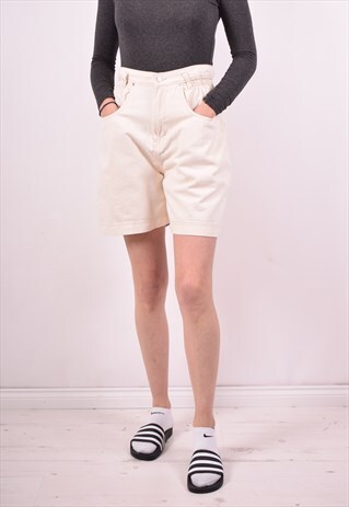 WOMENS VINTAGE DENIM SHORTS W26 WHITE 90S WOMENS VINTAGE DE