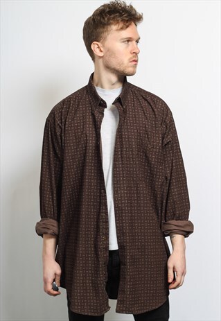 VINTAGE CORDUROY CORD SHIRT BROWN