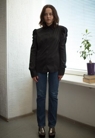 VINTAGE 90'S BLACK BUTTON UP SHIRT