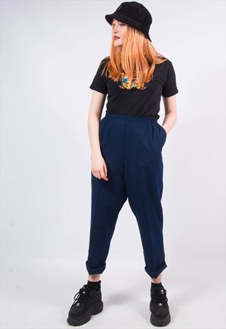 VINTAGE 90'S NAVY HIGH WAIST TROUSERS
