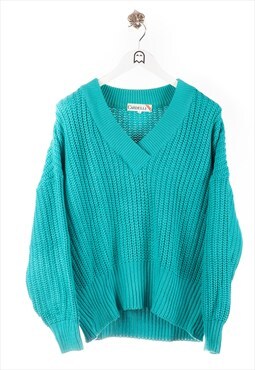 Vintage Cardelli  Sweater Knit Look Turquoise With V-Ne