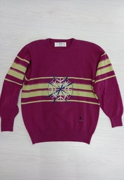 90s Vintage Pringle Sports Ski Jumper Burgundy