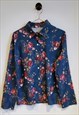 Vintage 80s Floral Print Long Sleeve Blouse Size 10-12