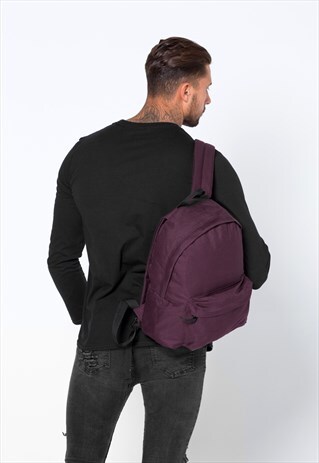 ESSENTIAL RUCKSACK BACKPACK BAG - MAROON RED BURGUNDY