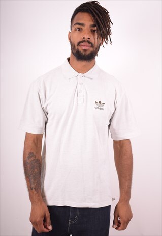ADIDAS MENS VINTAGE POLO SHIRT MEDIUM GREY 90S