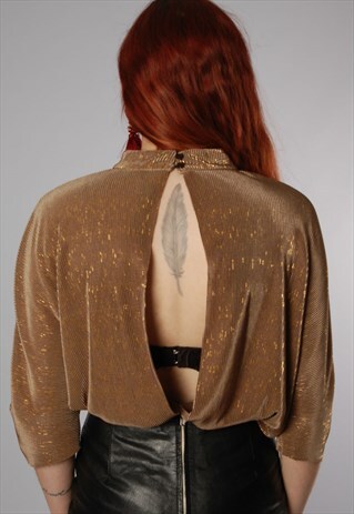 VINTAGE GOLD BLOUSE WITH OPEN NECK