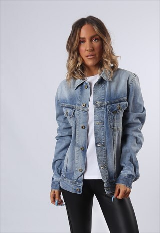 LEE COWBOY DENIM JACKET OVERSIZED FITTED UK 12 (A6BG)