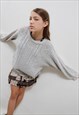 VINTAGE 80S NORDIC GREY CABLE KNOT OVERSIZED JUMPER UNISEX L