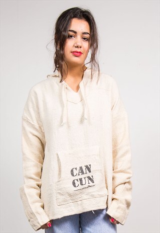 VINTAGE 90'S CREAM CANCUN MEXICO BAJA HOODIE