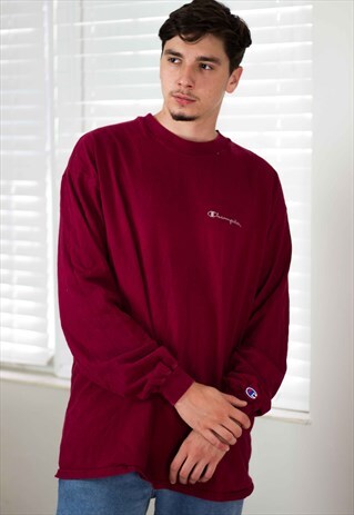 VINTAGE CHAMPION T-SHIRT LONG SLEEVE LOGO 90S XXL 13.5