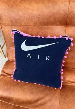 Reworked Nike Pompom Pillow Cushion 