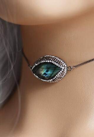 VENOM HEART LABRADORITE GOTHIC NECKLACE