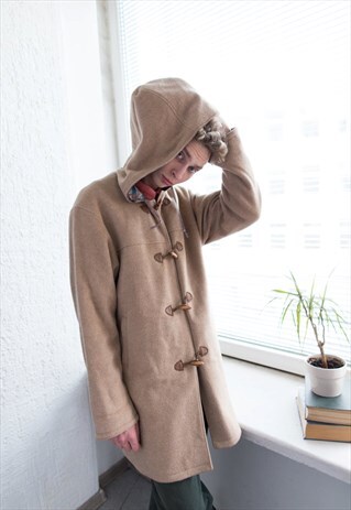 VINTAGE 80'S CAMEL HOODED WOOL PARKA